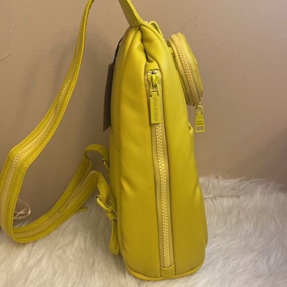 NWT Steve Madden Faux Leather (Bjaya) Backpack w/ AirPods pouch - Yellow - Picture 7 of 10